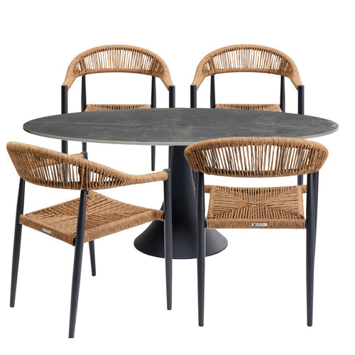 Kare Design Tuinmeubilair Grande Possibilita tafel 180cm en 4 stoelen nature - vtwonen shop