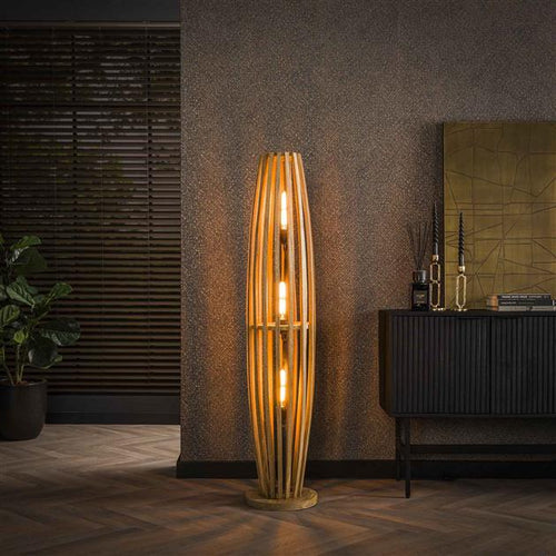 Giga Meubel Vloerlamp Orbit L - Mangohout Naturel - 3-Lichts - 145x28x28cm