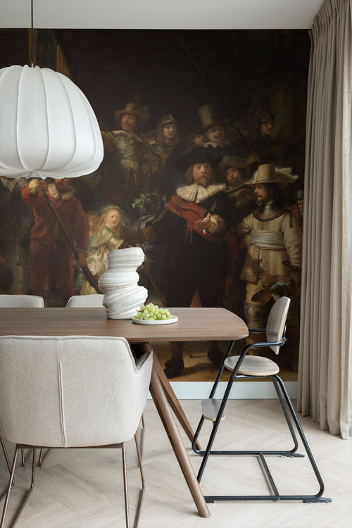 Sanders & Sanders fotobehang De Nachtwacht van Rembrandt van Rijn bruin - 300 x 279 cm - 950063 - vtwonen shop