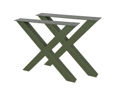 MaximaVida metalen X-poot tafel onderstel New York olijfgroen gecoat - per 2 stuks - vtwonen shop