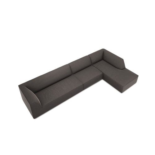 Cosmopolitan Design - Modulaire hoekbank rechts Siena 5-zits, flueel donkergrijs - 180x366x69cm