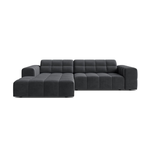 Cosmopolitan Design - Linker hoekbank Chicago 3-zits, flueel grijs - 167x234x78cm