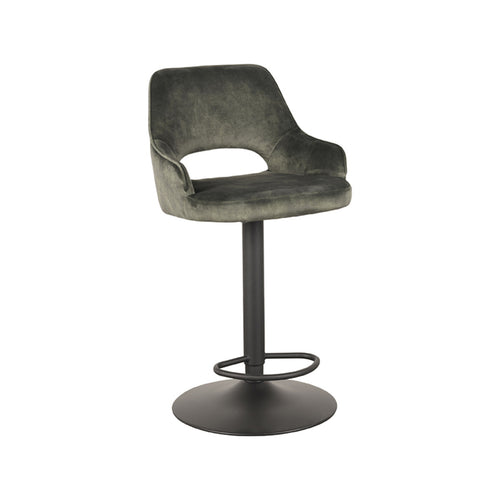 LABEL51 Barkruk Fer - Donkergroen Velvet - Zithoogte 60–80cm