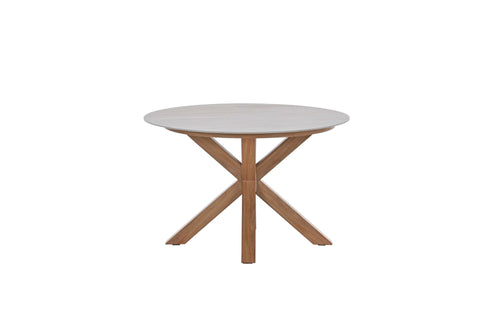 Lowland tafel - Ø120 cm - light teaklook - Centostone Napoli sand - vtwonen shop