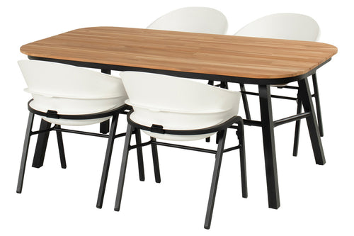 Hartman Tuintafel Tubb - Naturel/Zwart Teakhout - 185x100x75cm - vtwonen shop