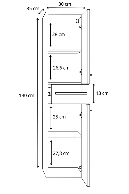 Badplaats Badkamermeubel Set Florence 60 cm – Walnoot Bruin – Hangend Badmeubel met Wastafel, Spiegelkast en Zijkast