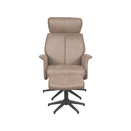 LABEL51 Relaxfauteuil Verdal - Taupe - Draaibaar - Incl. Hocker - vtwonen shop