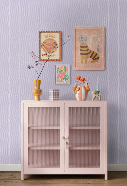 ESTAhome behang visgraat-motief lila paars - 53 cm x 10.05 m - 139451