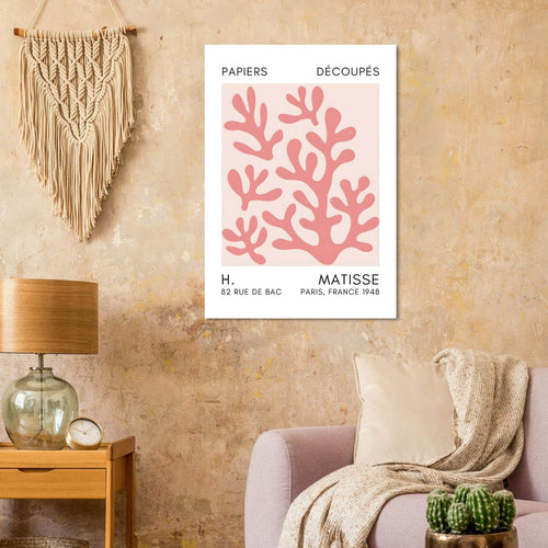 Artfulprints Poster met Lijst Matisse – Coral shadows taupe   - A4 21x29.7 cm - Taupe