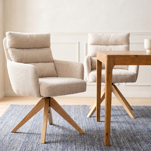 Kare Design Draaistoel met armleuningen Bosse creme