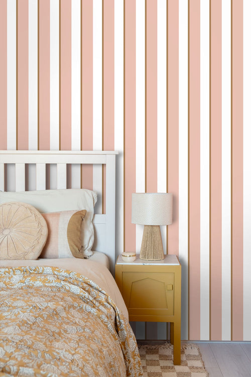 ESTAhome behang strepen roze en wit - 50 x 900 cm - 131911