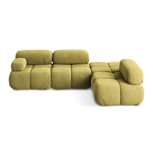 LaMiaSofa hoekbank rechts Sanremo - chenille stof - limoengroen - 285x190x70
