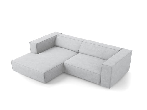 Cosmopolitan Design linker hoekbank Arendal 3-zits, chenille met ribbeleffect, lichtgrijs - 166x224x70cm