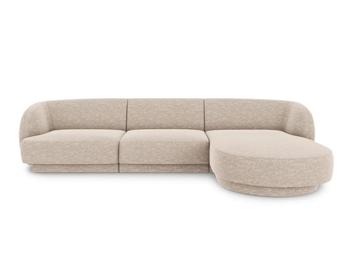 Micadoni rechter hoekbank Miley 4-zits, chenille, beige - 156x255x70cm