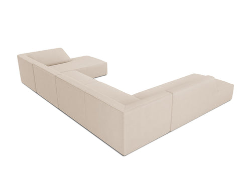 Micadoni Panoramische hoekbank links Ruby 7-zits, structurele stof, beige - 273x366x69cm