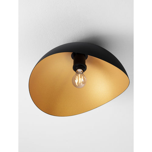 Nova Luce OPSI Plafondlamp met komvormige kap van 40 cm, halfverzonken, zandkleurig zwart, goudkleurig, E27 fitting, 1x12W
