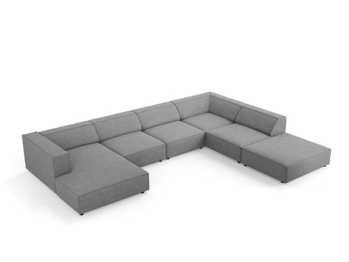 Cosmopolitan Design Panoramische hoekbank rechts Arendal 7-zits, chenille met ribbeleffect, donkergrijs - 262x364x70cm
