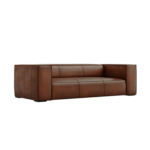 Cosmopolitan Design - Bank Turin 3-zits, echt leer bruin - 100x227x68cm