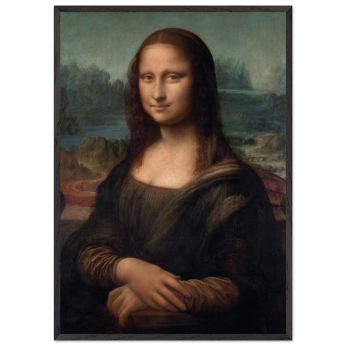 Artfulprints Poster met Lijst Leonardo Da Vinci - Mona Lisa   - 70x100 cm - Bruin