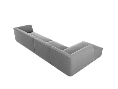 Micadoni linker hoekbank Ruby 5-zits, flueel, grijs - 180x366x69cm