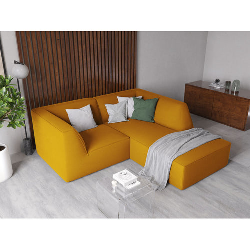 Cosmopolitan Design - Modulaire hoekbank rechts Siena 3-zits, flueel geel - 180x186x69cm