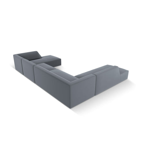 Cosmopolitan Design - Modulaire panoramische hoekbank links Siena 7-zits, imitatieleer donkerblauw - 273x366x69cm