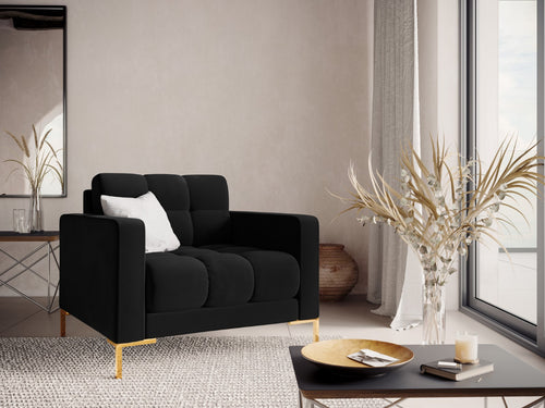 Cosmopolitan Design Fauteuil Bali flueel, zwart - 96x87x75cm