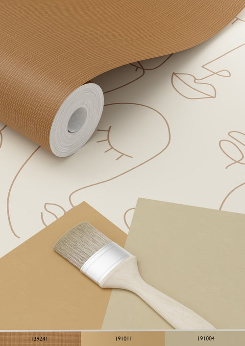 ESTAhome behang line art gezichten lichtbeige - 50 x 900 cm - 139374
