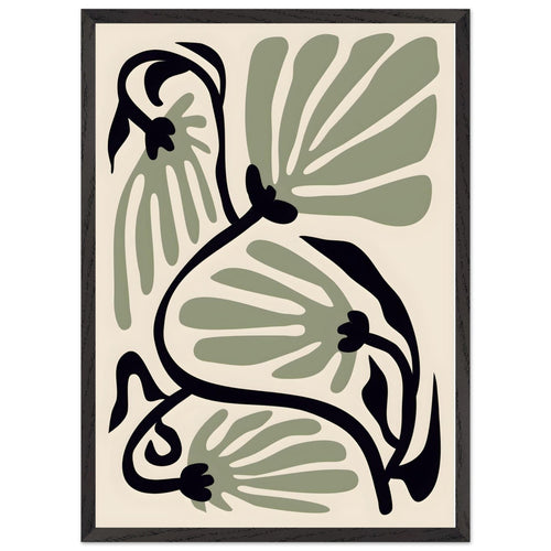 Artfulprints Poster met Lijst Matisse – Ode to a green flower   - 50x70 cm - Groen