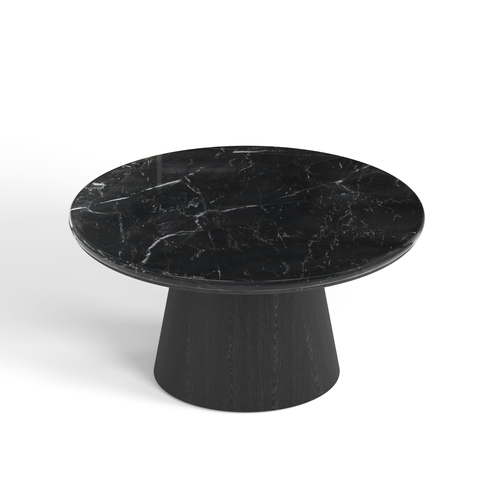 Premium Interiors - Salontafel VERO - multiplex, zwart eiken en natuurlijk zwart marmer zwart marmer 80cm