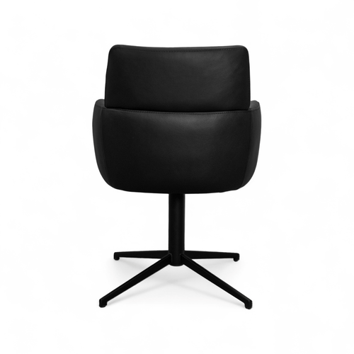 Furnhouse eetkamerstoelen armleuning Marco - Zwart - Leer - Set van 6