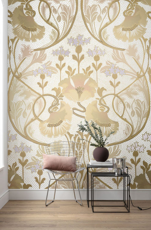 Sanders & Sanders fotobehang aquarel bloemen beige - 200 x 260 cm - 612465 - vtwonen shop