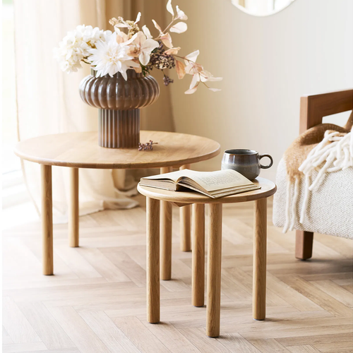 Artichok Joëlle Eikenhouten Bijzettafel Naturel - Ø 40 x 40 cm - vtwonen shop