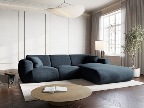 Cosmopolitan Design rechter hoekbank Nolio 4-zits, chenille, koningsblauw - 170x260x72cm