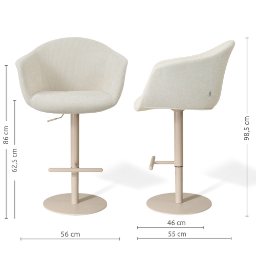 Nolon Niva-Otis tulp barkruk cottonbeige - verstelbaar - beige poten