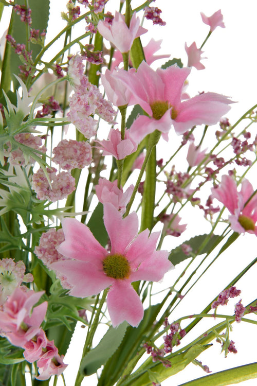J-Line boeket Mix Bloemen - kunststof - roze
