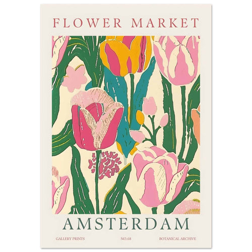 Artfulprints Poster met Lijst Flower market - Amsterdam II   - 50x70 cm - Meerkleurig