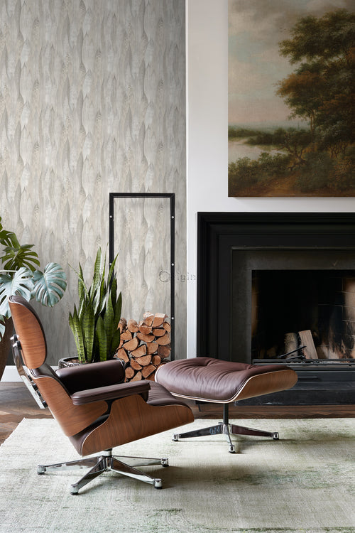 Origin Wallcoverings eco-texture vliesbehang bladeren warm grijs - 53 cm x 10,05 m - 347372 - vtwonen shop