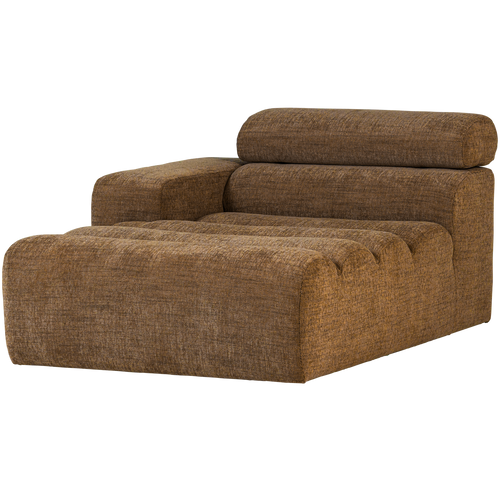 WOOOD chaise longue element arm links Novi - Polyester -Karamelbruin Melange - 86x109x173 - vtwonen shop