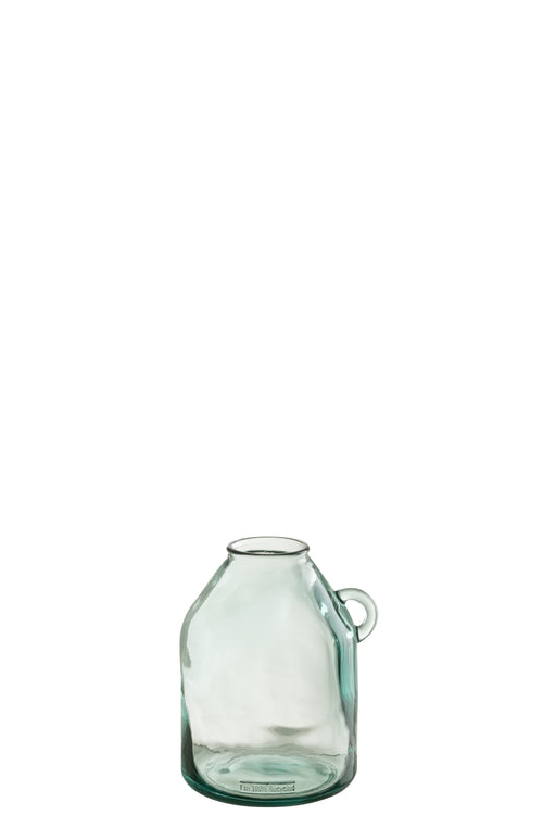 J-Line vaas Handvat Cilinder - glas -  transparant - small - Ø 18 cm