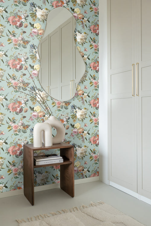 ESTAhome behang vintage bloemen vergrijsd groen - 53 cm x 10.05 m - 139366