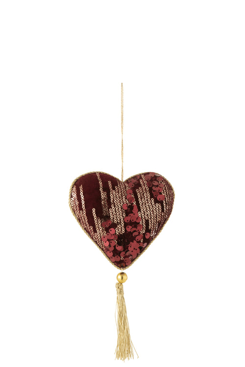 J-Line hanger Hart Pailletten - textiel - burgundy - 3 stuks