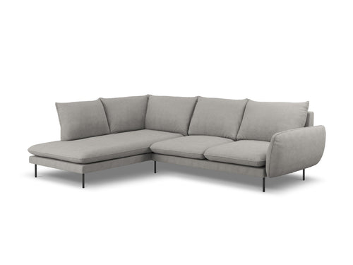 Cosmopolitan Design linker hoekbank Vienna 6-zits, structurele stof, lichtgrijs - 185x275x95cm