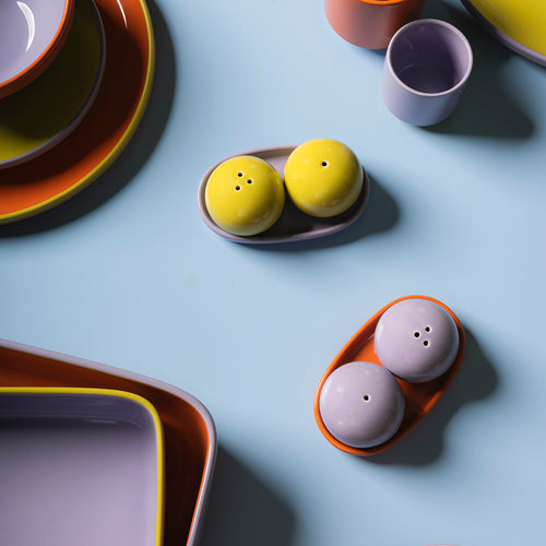 Ona - Peper en zoutstrooier 3-delig paars/oranje Duo - vtwonen shop