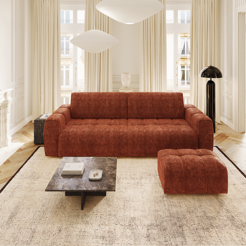 Sia Home - Zitzakken BARI - Chenille fluweel - Terracotta - 82cm