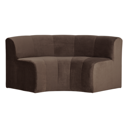 WOOOD eetbank halfronde hoek rug Mojo Base - Velvet - Bruin - 83x152x76