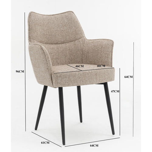 DÉJA Living Eetkamerstoel Zayn - Beige/Zwart - Zithoogte 47cm - Set van 2 - vtwonen shop