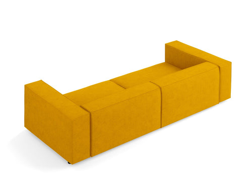 Cosmopolitan Design Bank Arendal 4-zits, chenille met ribbeleffect, mosterd - 102x244x70cm