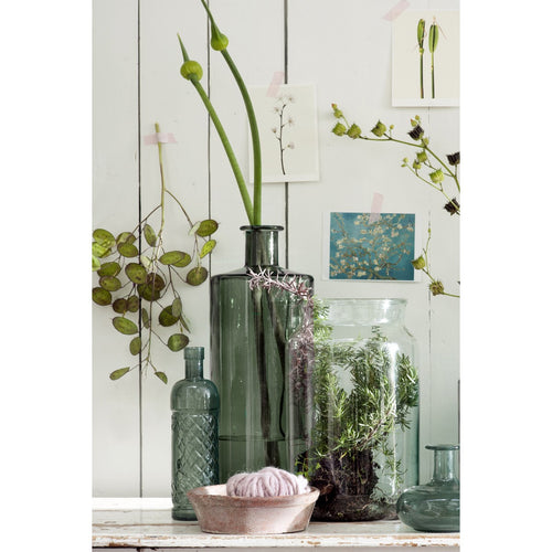 Mica Decorations Guan Fles Vaas - H40 x Ø15 cm - Gerecycled Glas - Groen