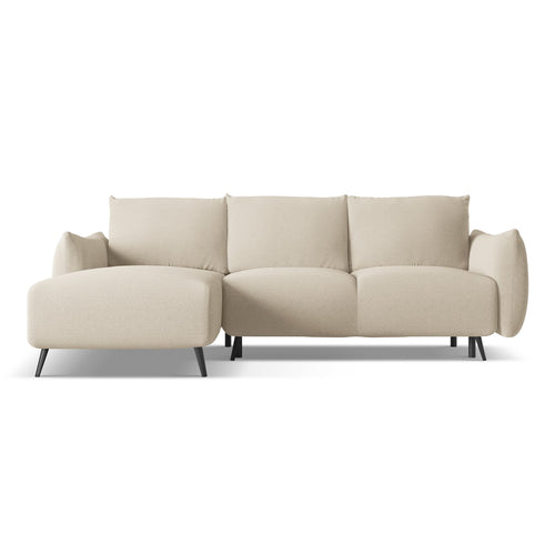 LaMiaSofa hoekbank links Genova - chenille stof - donkerbeige - 242x162x86